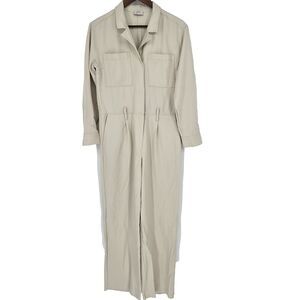 AYR‎ The Neo Twill Wide Leg Jumpsuit Beige Small Utility Minimalist